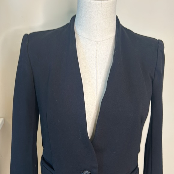 Rachel Roy Black Blazer Fitted Jersey Knit on button Soft Cotton Small - Picture 4 of 9